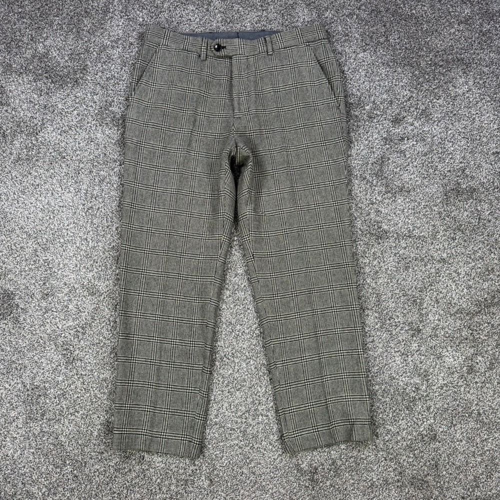 Todd Snyder Glen Plaid Wool Dress Pants Mens 32x30 Trousers Cream Black Check